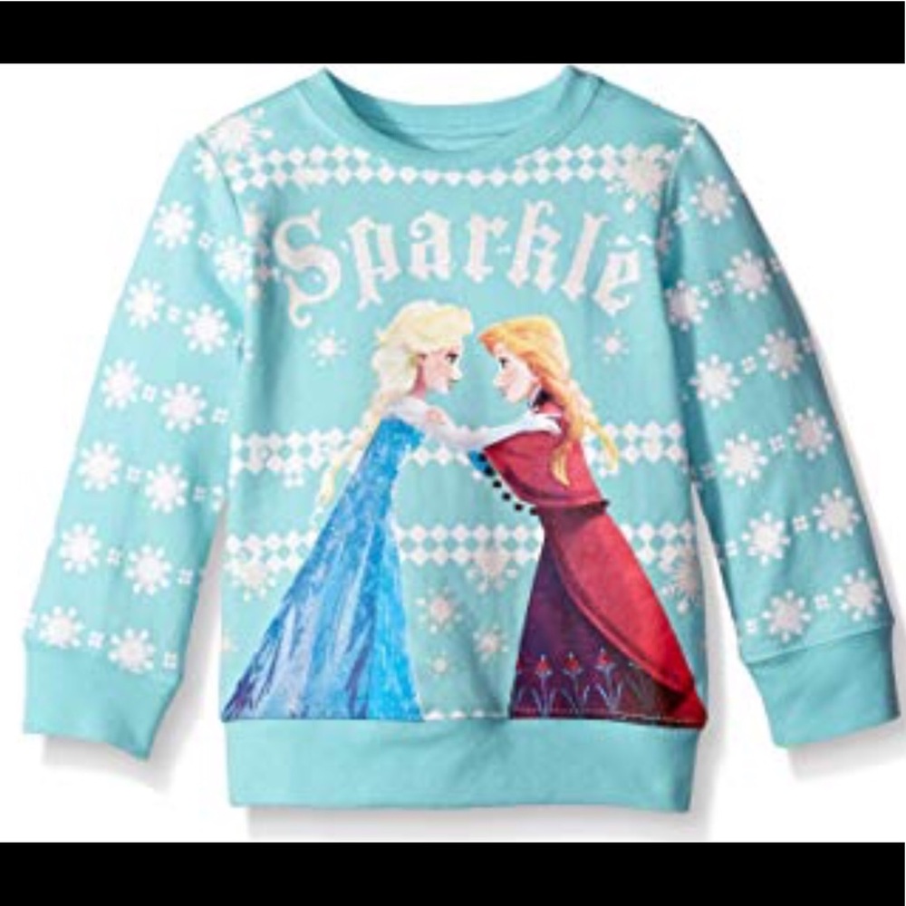 Disney Girls' Frozen Sisters Sparkle Nordic Crew-Neck Sweatshirt Size 5T